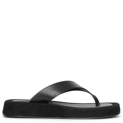 Ginza leather and suede platform flip flops