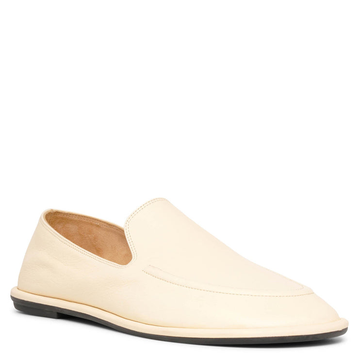 Canal bone white leather loafers