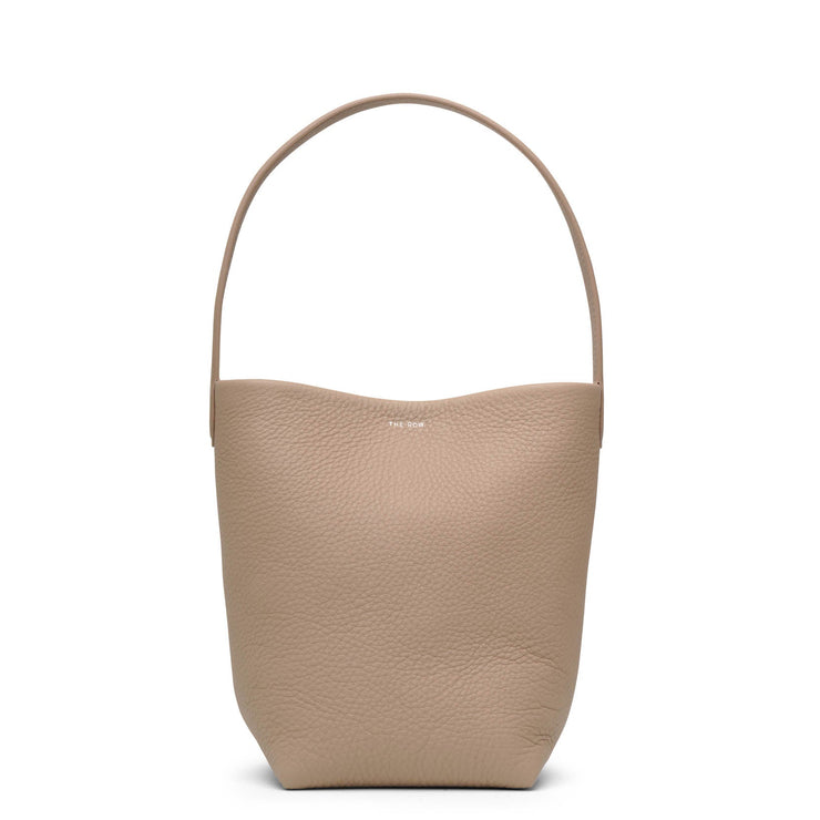 Small N/S Park taupe grain leather tote bag
