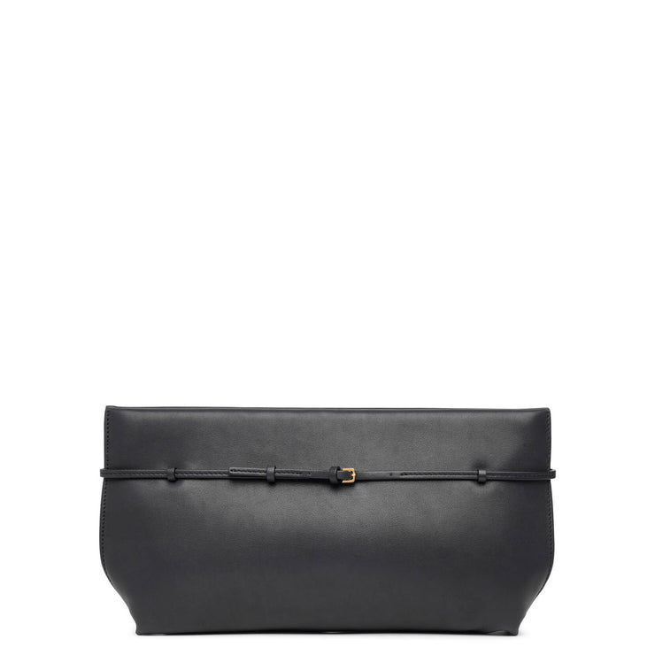 Sienna black saddle leather clutch